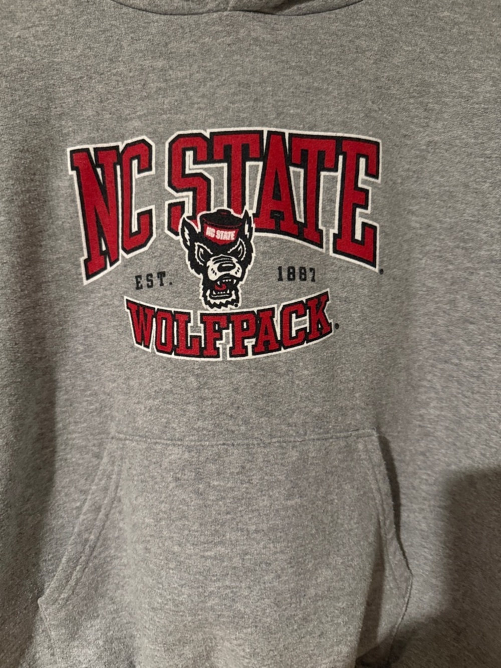 Champion Gray NC State Wolfpack Pullover Hoodie with Red Logo - Picture 2 of 5